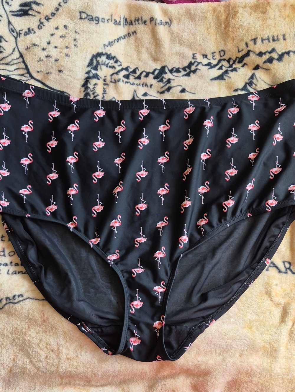 Swim By Cacique Size 28 Black Flamingo Print Bikini Bottom Stretchy